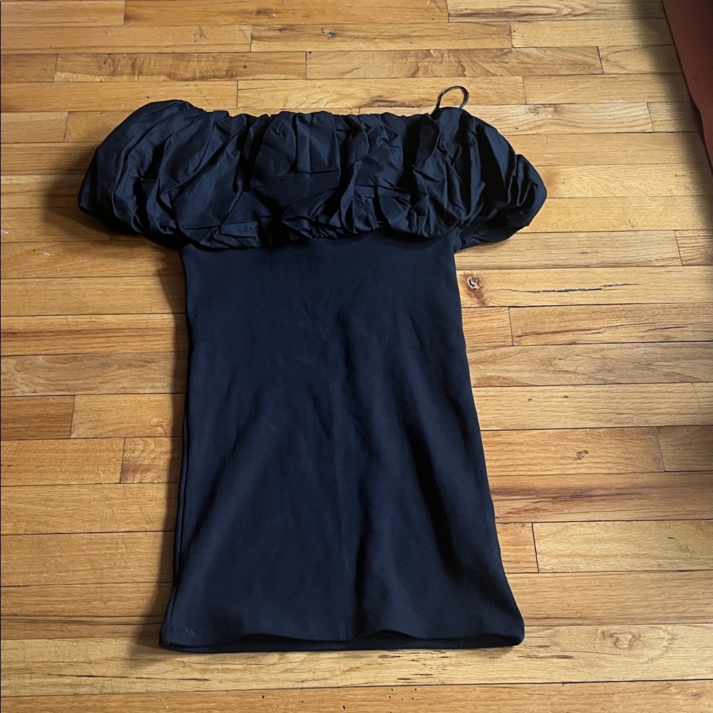 Zara Black Off-Shoulder Ruffle Dress